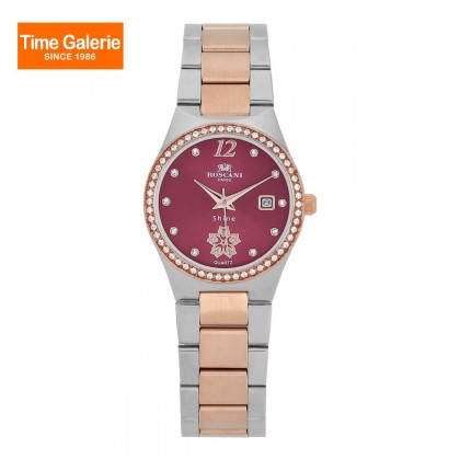 ROSCANI ROSWS986G9 Red Dial Gold Stainless Steel Strap Analog Women Watch